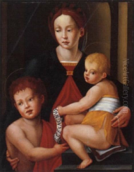 Madonna Con Bambino E San Giovannino Oil Painting by Giuliano Bugiardini