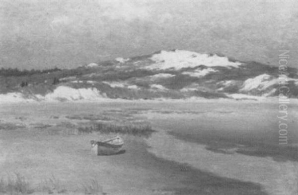 Beach Scene With Rowboat Oil Painting by Augustus W. Buhler