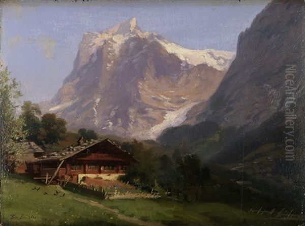 Grindelwald Mit Wetterhorn Oil Painting by Eduard Buhler