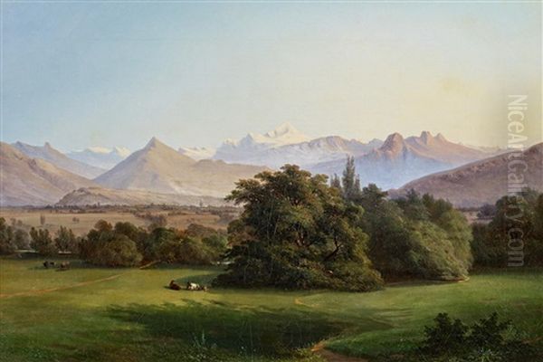 Schweizer Berglandschaft Oil Painting by Johann-Rudolph Buhlmann