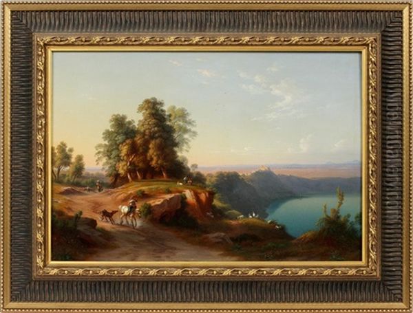 Albano Lake, Italy Oil Painting by Johann-Rudolph Buhlmann