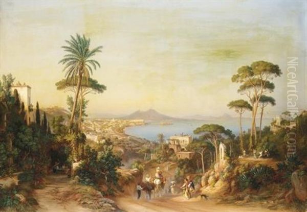 Golfo Di Napoli Oil Painting by Johann-Rudolph Buhlmann