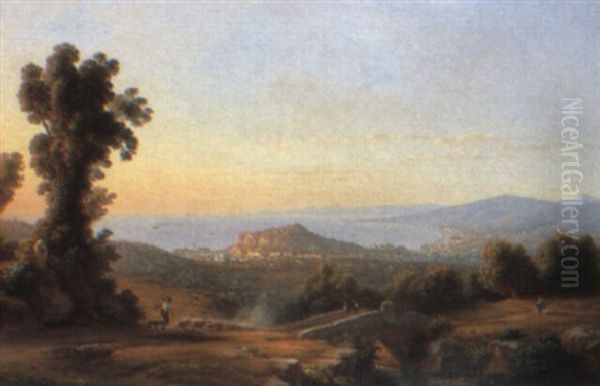 The Bay Of Nice Oil Painting by Johann-Rudolph Buhlmann