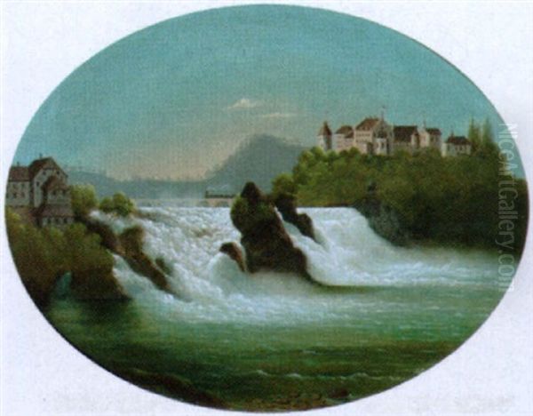 Der Rheinfall Bei Schaffhausen Oil Painting by Joseph Buehlmann