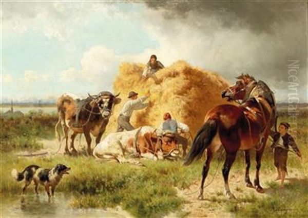 Harvest Scene Oil Painting by Conrad Buehlmayer