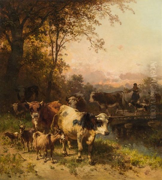 Heimkehr Der Herde Oil Painting by Conrad Buehlmayer