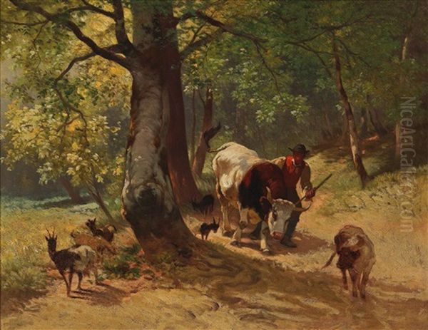 Returning From The Meadow Oil Painting by Conrad Buehlmayer