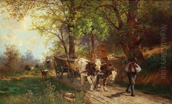 Returning From The Field Oil Painting by Conrad Buehlmayer