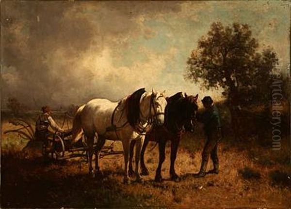 Harvest Scene Oil Painting by Conrad Buehlmayer