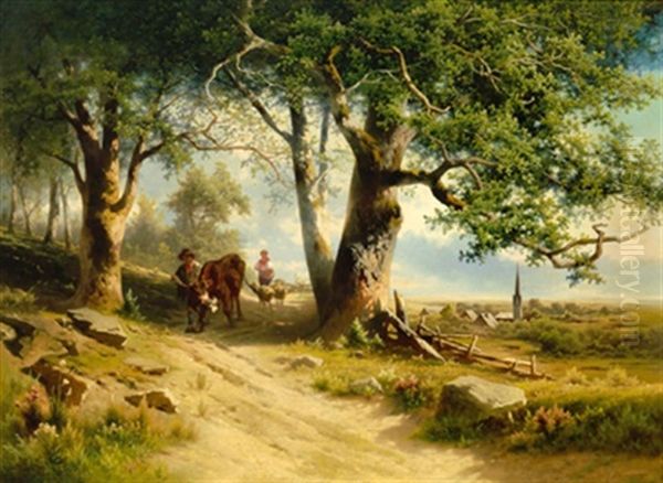 Heimtrieb Der Kuhe Oil Painting by Conrad Buehlmayer