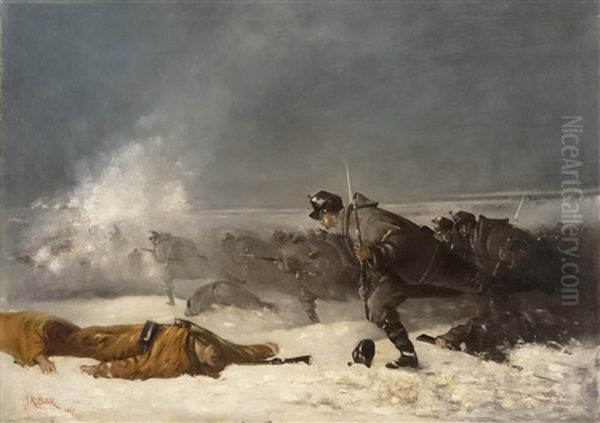 The Attack Of Smardan Oil Painting by Jean Constantin Buiuk