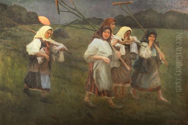 After The Harvest Oil Painting by Feodor Feodorovich Bukholts