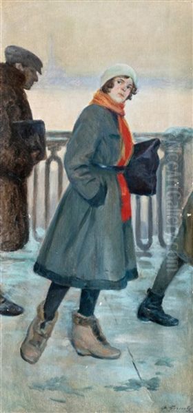 On The Way To Work Oil Painting by Feodor Feodorovich Bukholts