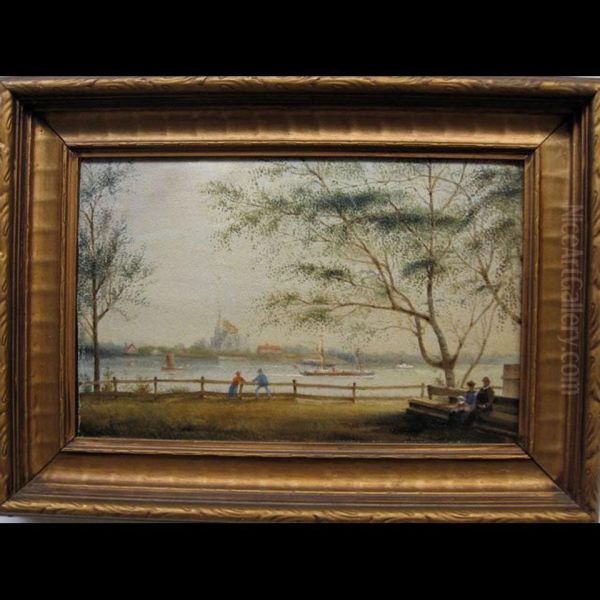 Waterfront Of Hochelaga (eastern Montreal) Looking Towardlongueuil Oil Painting by William Douglas Almond