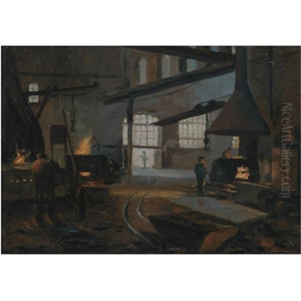 View Of Kuznetsky Factory Oil Painting by Feodor Feodorovich Bukholts