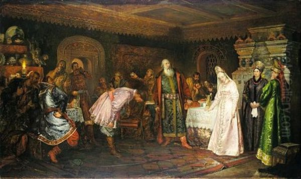 The Proposal Oil Painting by Feodor Feodorovich Bukholts