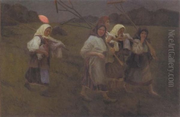 After The Harvest Oil Painting by Feodor Feodorovich Bukholts