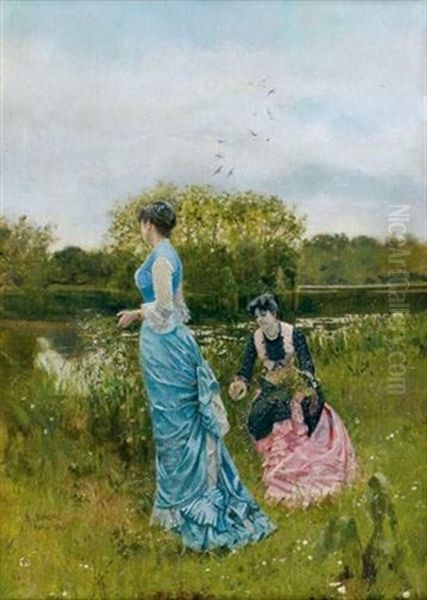 Au Printemps Oil Painting by Vlacho Bukovac