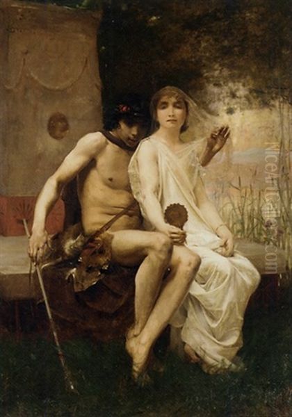 Lycenion Et Daphnis Oil Painting by Jean Eugene Buland