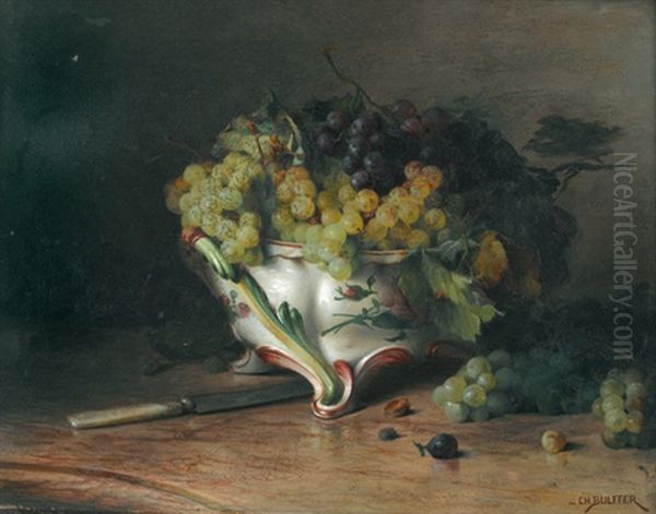 Stillleben Mit Trauben In Einer Porzellanschale Oil Painting by Charles Bulffer