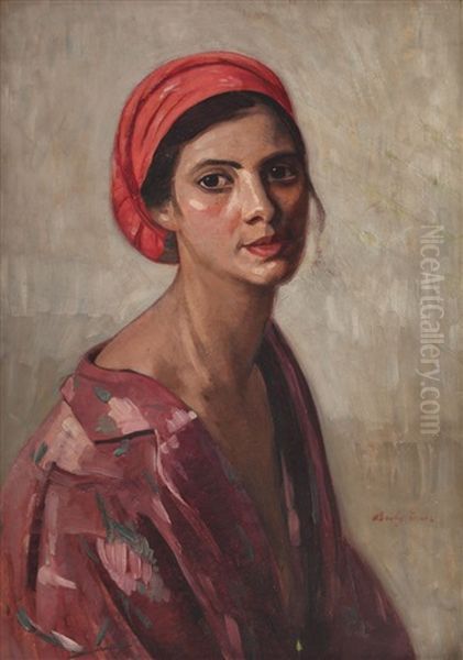 Turbanul Rosu Oil Painting by Petru Bulgaras