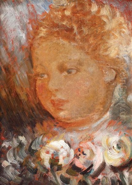 Fetita Blonda Oil Painting by Bob (Gheorghe) Bulgaru