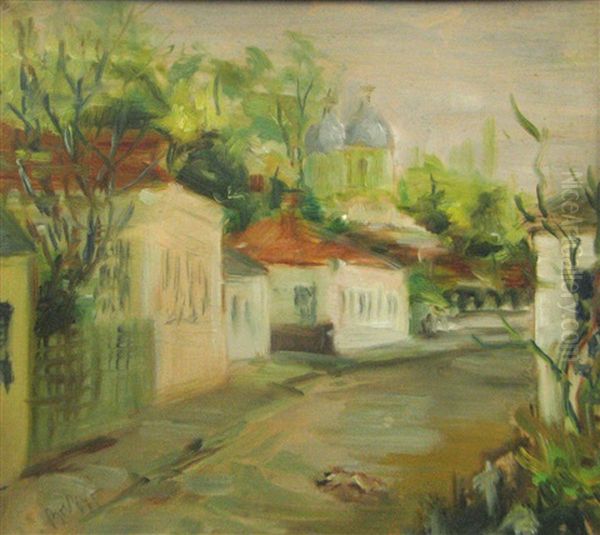 Landscape Of Targoviste - Casa Domneasca Oil Painting by Bob (Gheorghe) Bulgaru