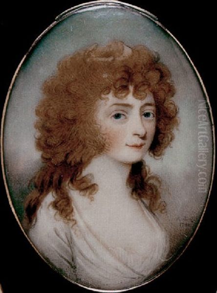 A Lady, In White Dress With White Frilled Underslip, Her Auburn Hair Curled by Richard Bull