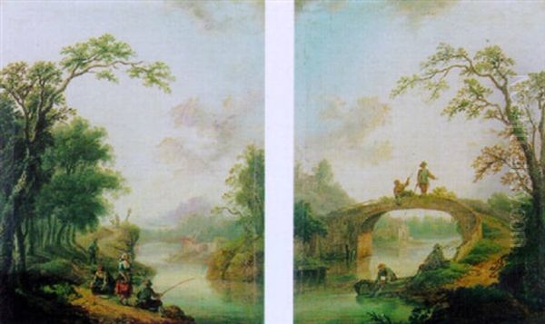 Flusslandschaft Mit Fischern Oil Painting by Johann Balthasar Bullinger the Elder