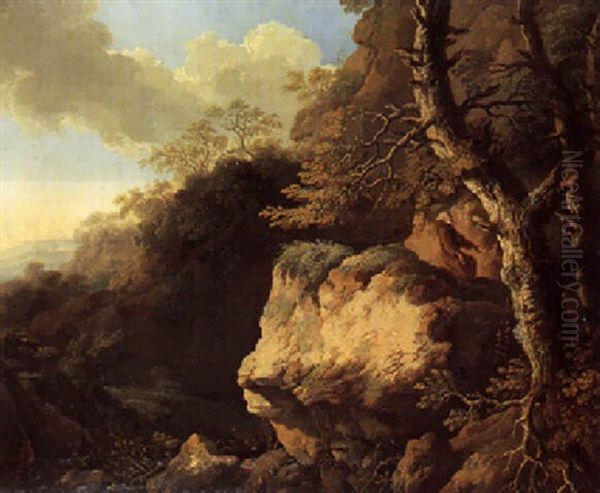 Felslandschaft Mit Weiher Oil Painting by Johann Balthasar Bullinger the Elder