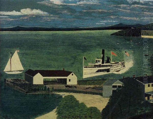 Port Kent, New York With Passenger Steamer 