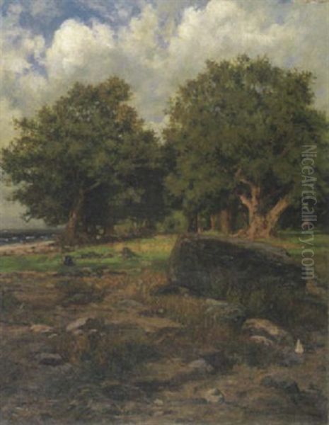 Eichen Am Strand Des Ammersees Oil Painting by Graf Friedrich Wilhelm Buelow von Dennewitz