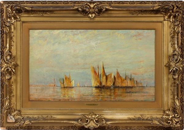 Venetian Fishing Boats Oil Painting by William Gedney Bunce