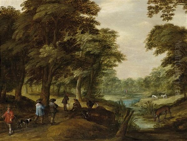 Waldlandschaft Mit Hirten Und Reisenden Oil Painting by Willem Van Den Bundel