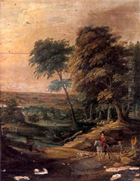 Cavalier Sur Le Chemin Pres De La Ferme Oil Painting by Willem Van Den Bundel