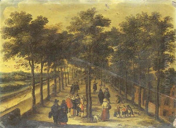 Promenade Dans Une Allee D'arbres Oil Painting by Willem Van Den Bundel