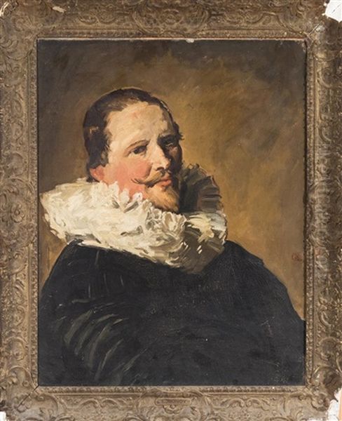 Portrait Of A Man In A Ruff Oil Painting by Edgar Bundy