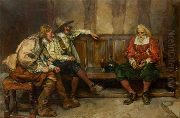 Gentlemen Drinking Oil Painting by Edgar Bundy