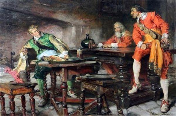 At The Tavern Oil Painting by Edgar Bundy