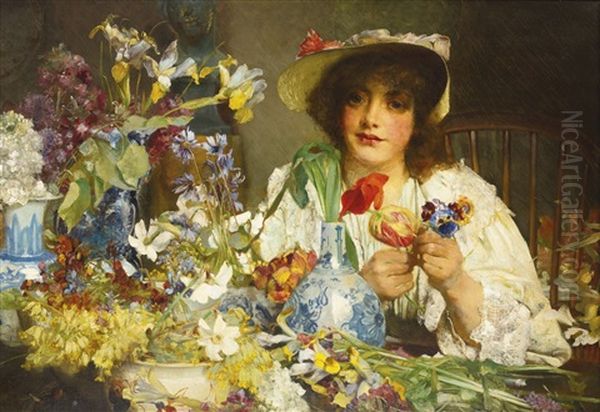 The Florist Oil Painting by Edgar Bundy