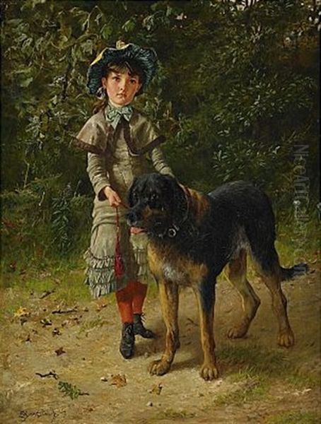 Flicka Med Hund by Edgar Bundy