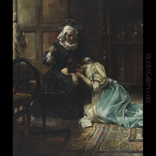 Confidences Oil Painting by Edgar Bundy