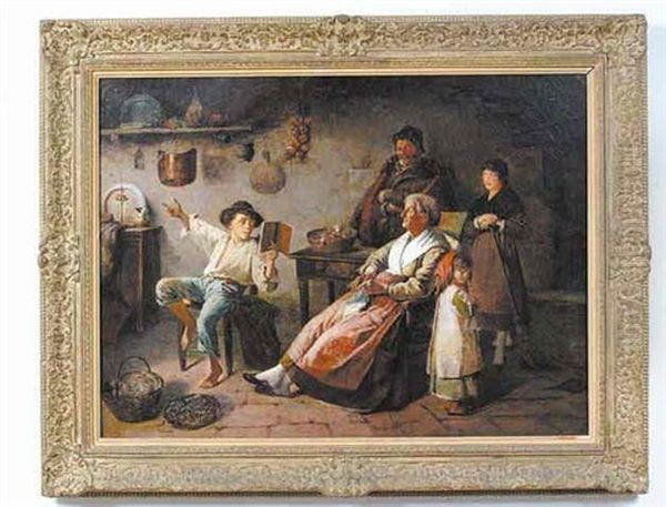 The Young Storyteller Oil Painting by Edgar Bundy