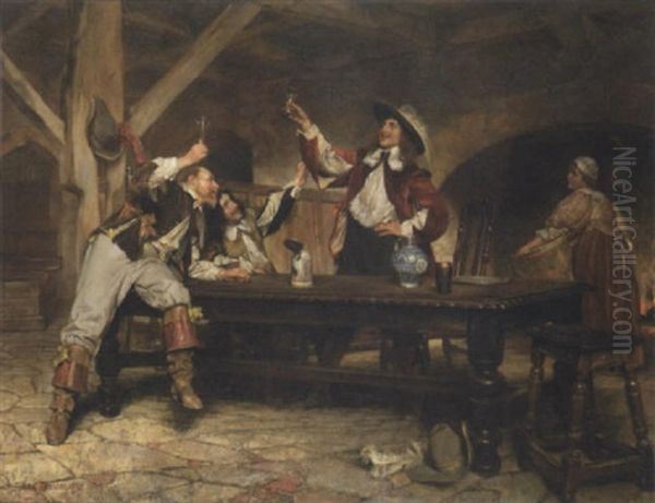 A Toast To King Charles Oil Painting by Edgar Bundy