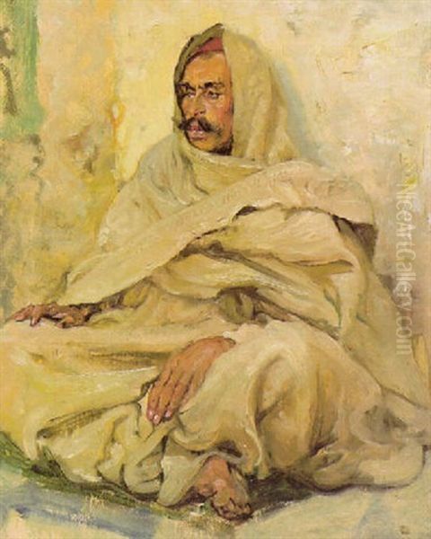 Istuva Arabi Oil Painting by Edgar Bundy