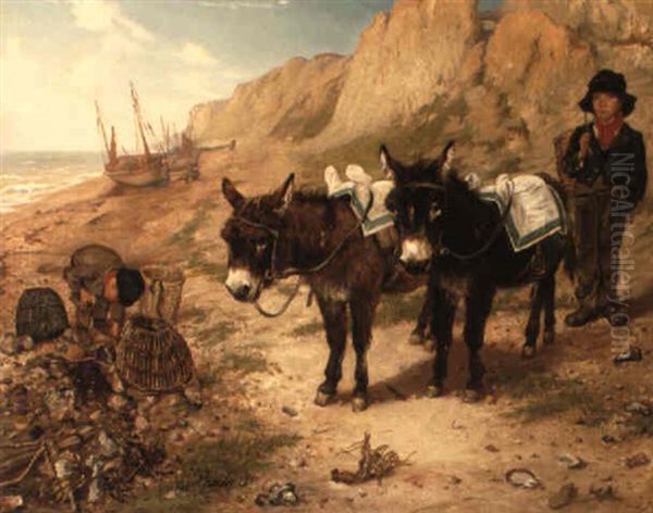 Collecting The Lobsters Oil Painting by Edgar Bundy