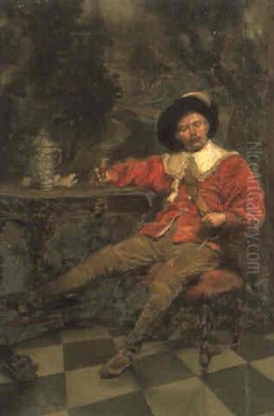 The Drunken Cavalier Oil Painting by Edgar Bundy