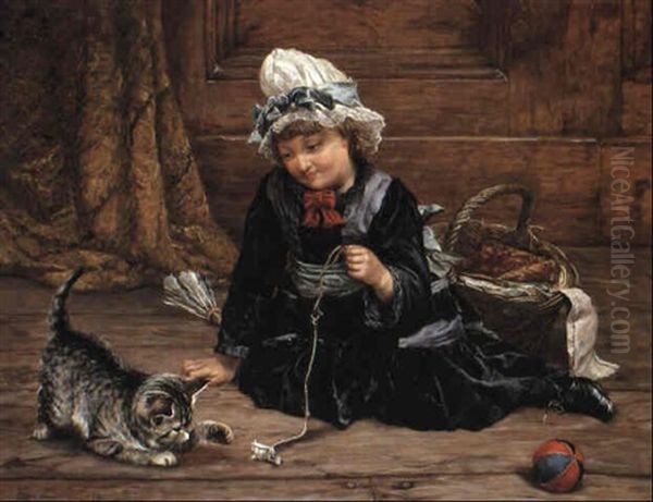 Playmates Oil Painting by Edgar Bundy