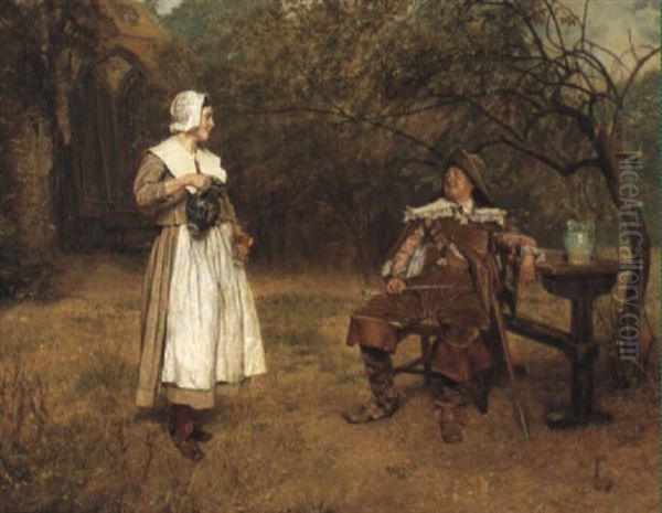 A Glass Of Ale Oil Painting by Edgar Bundy