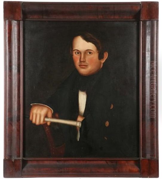 Portrait Of A Young Gentleman, Probably A Sea Captain Oil Painting by Horace Bundy